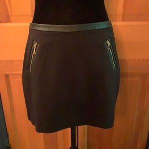 Express Black Faux Leather Trimmed Skirt